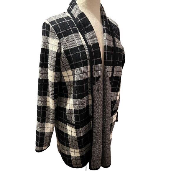 d & Co Black & White Plaid Jacket size Large - Picture 1 of 7